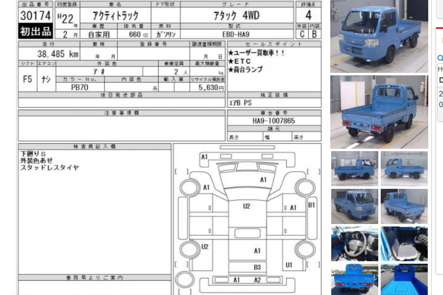 Honda Acty Truck 0.66 Acty Attack 5spd Manual 4WD